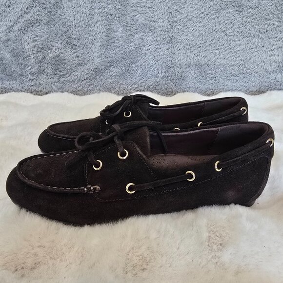 Madewell Jamie Boat Shoe Dark Carob Brown Suede Women's Size 7 NEW Nautical - Picture 2 of 9